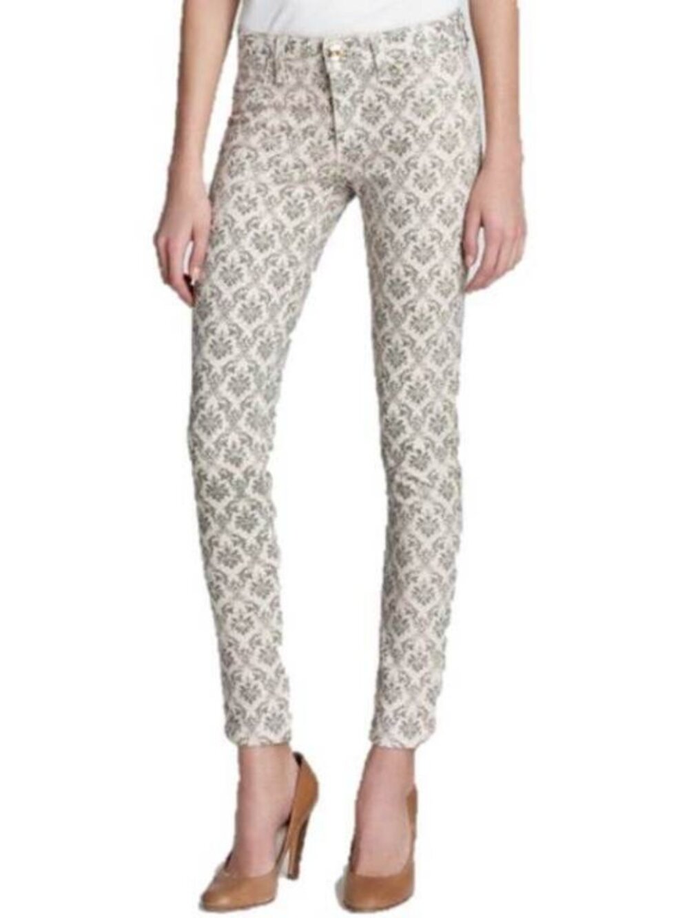DL1961 PREMIUM DENIM Mid-Rise ANGEL Newport SKINNY Floral Ankle JEANS Damask